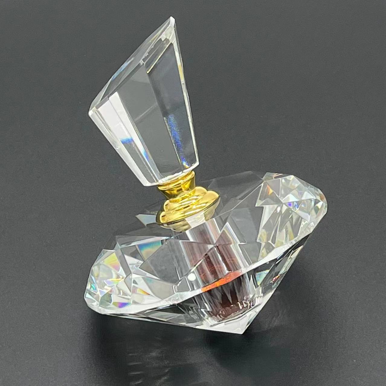 500 Pieces Zamac Crystal cap attar oud oil 3ml diamonds shape Crystal bottle with glass stick