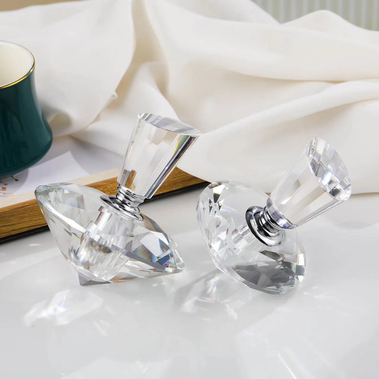 500 Pieces Zamac Crystal cap attar oud oil 3ml diamonds shape Crystal bottle with glass stick