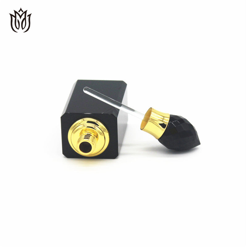 500 Pieces 6ml Tola Oud Oil with Black Crystal Cap Square Shape Glass Stick Screw Seal
